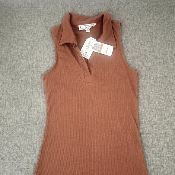 NEW! Hippie Rose Juniors Bodycon Casual Dress Brown Ribbed Collared Sleeveless S - Picture 3 of 10
